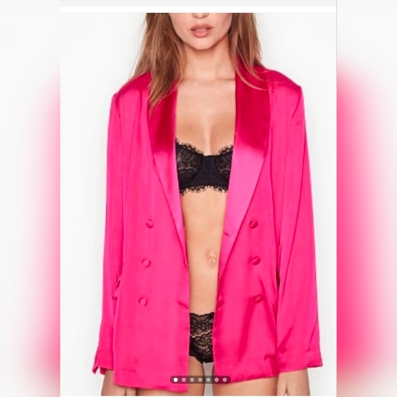 Pink Satin Shorts Size Medium Victoria Secret Plus Blazer Size S Fits M - Picture 7 of 10